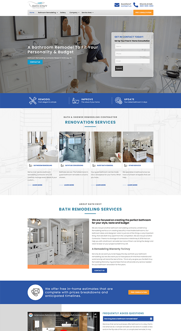 Bath Envy Website Design Project for WordPress