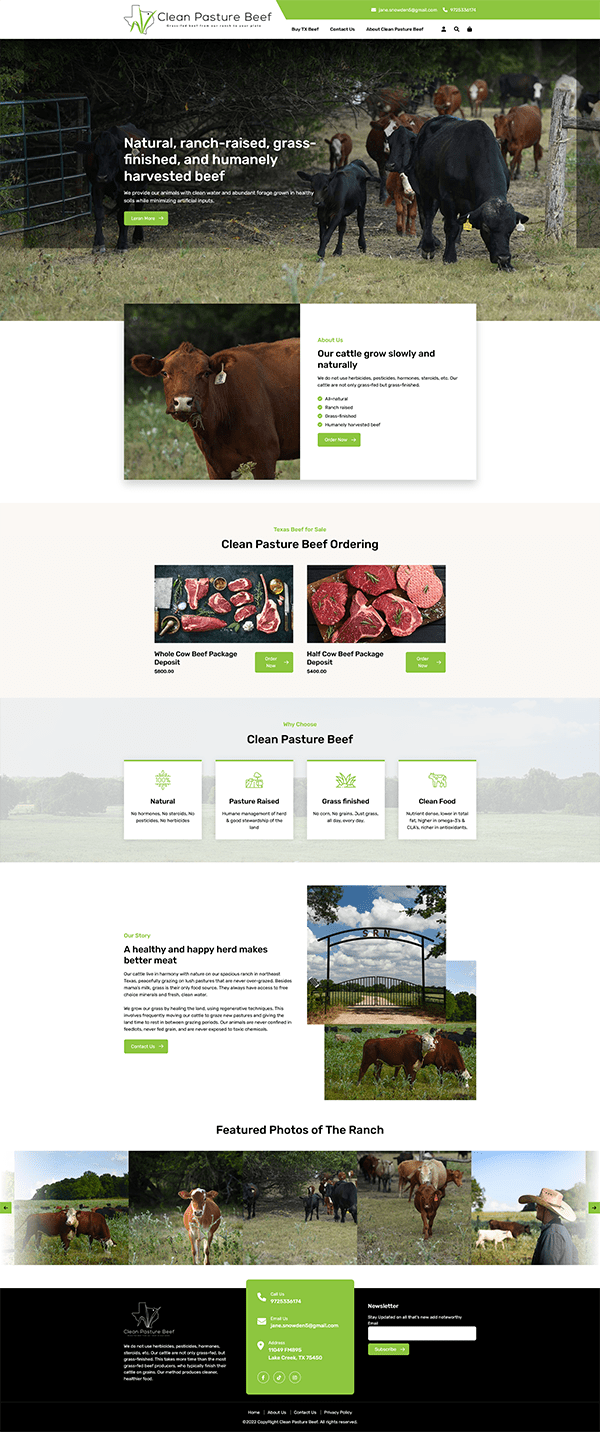 Clean Pasture Beef eCommerce project
